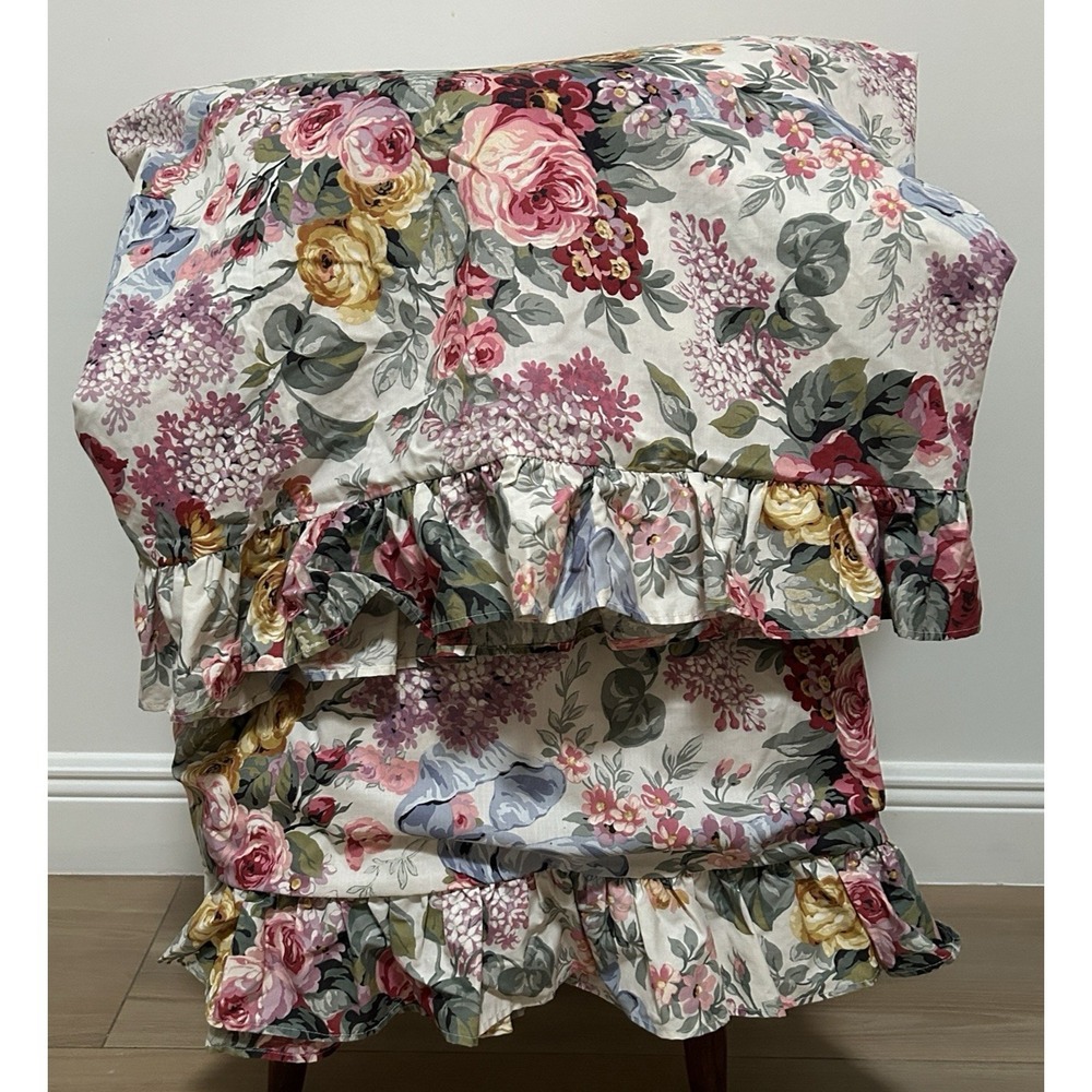VTG Ralph Lauren ALLISON FULL QUEEN Duvet Floral Ruffle Comforter Cover USA
